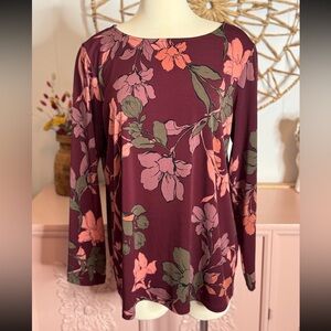 Susan Graver Red Long Sleeve Relaxed Tunic